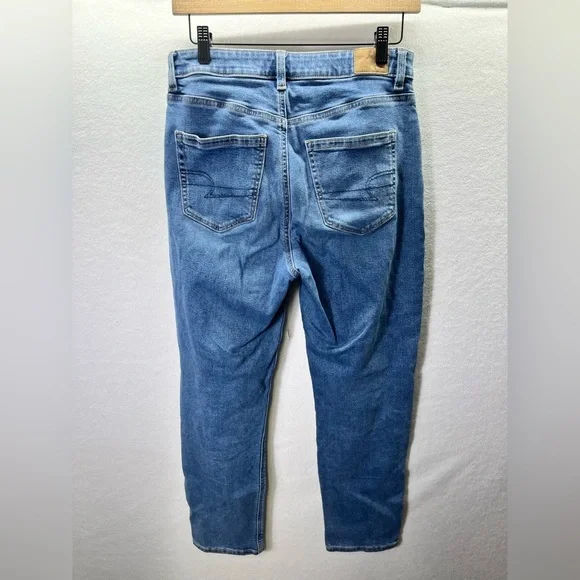 American Eagle Mom Jean Denim Jeans Womens 6 Blue Stretch 90s loose Cute 2205 - Picture 9 of 11